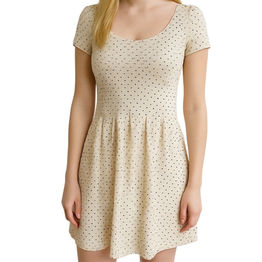 Anthropologie Maison Jules Short Sleeve Polka Dots Casual Mini Dress Size XS